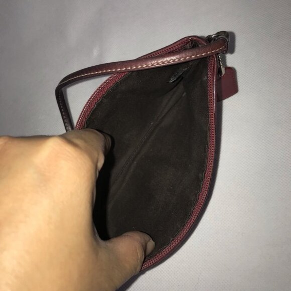 COACH Leather Deep Red Mini Purse Clutch Timeless Design - Picture 4 of 4